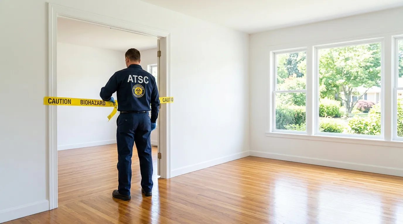 Certified biohazard cleanup crew performing Trauma Scene Cleanup in Delavan